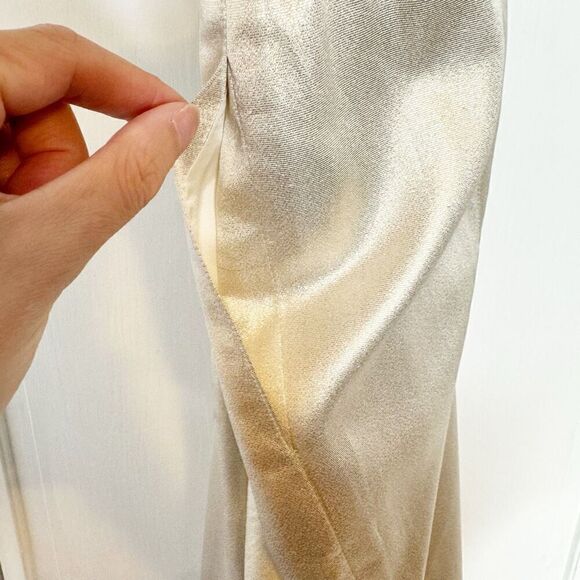 Ungaro Champagne Sparkle High Waisted 80s Vintage Pants Italian Vintage Size 10 - Picture 6 of 9